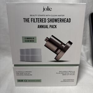 Jolie Filtered Showerhead Annual Pack w/4 Total Filter Refills Brushed Steel New